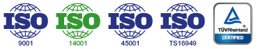 ISO 9001, 14001, 45001, TS16949, TUV Certifications
